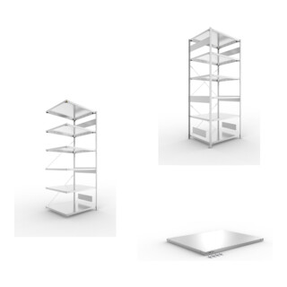 Set S3 CLIP 230 Anbauregal 2500x1000x800 mm in verzinkt mit 6 Böden + S3 CLIP 230 Grundregal 2500x1000x800 mm in verzinkt mit 6 Böden + Fachboden MS 230 CLIP 1000x800 mm verz.