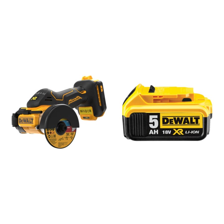 Set DeWalt 18 Volt Akku-Multimaterialschneider, 76mm - Basisversion DCS438N-XJ + Ersatz-Akku DCB184-XJ