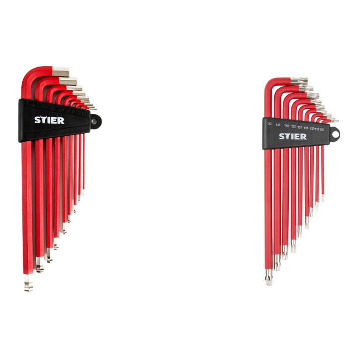 Set STIER Winkelschraubendreher 6kt 1,5–10 ++ Torx TX10–TX50, 9-teilig