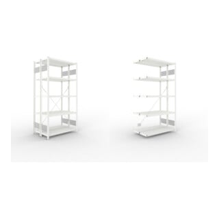 Set S3 CLIP 230 DGR 2000 x 1000 x 300 RAL 7035 kpl. mit 2 x 5 Böden + S3 CLIP 230 Doppel-Anbauregal 2000x1000x300 RAL 7035  mit 2x5 Böden