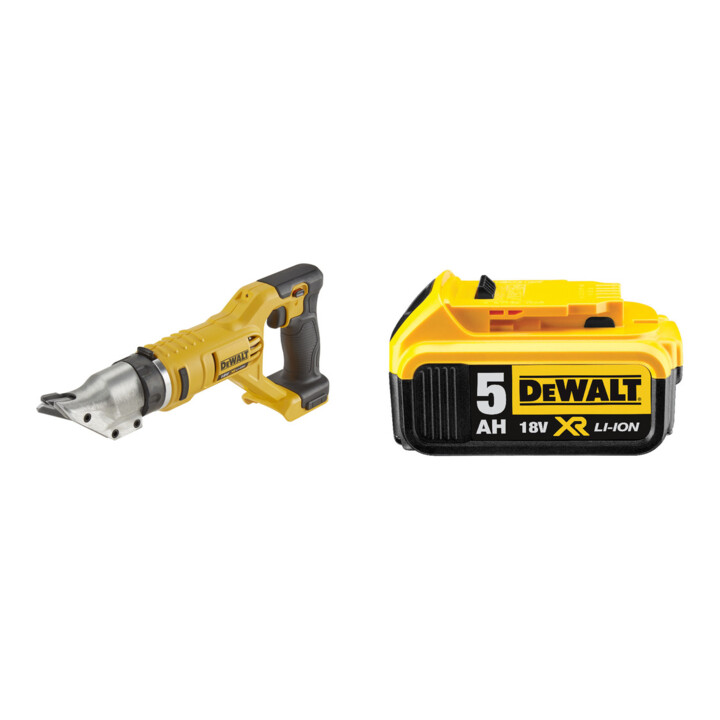 Set DeWalt Blechschere 18 V / Basisversion DCS491NT-XJ + Ersatz-Akku DCB184-XJ