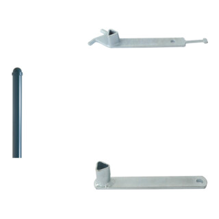 Set Schake Absperrstilpfosten Typ 477PB, ortsfest, Ø 76mm + Zierkappe, beschichtet, + BefestigungsschraubensatzTyp 1