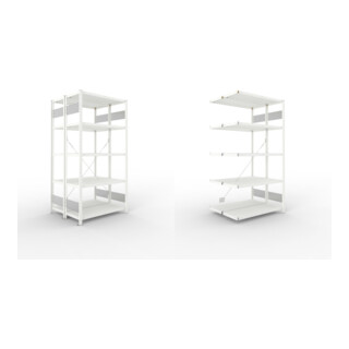 Set S3 CLIP 230 DGR 2000 x 1000 x 400 RAL 7035 kpl. mit 2 x 5 Böden + S3 CLIP 230 Doppel-Anbauregal 2000x1000x400 RAL 7035  mit 2x5 Böden