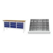 Set STIER Werkbank mit 11 Schubladen BxTxH 2000x600x960 mm RAL 7035 / RAL...