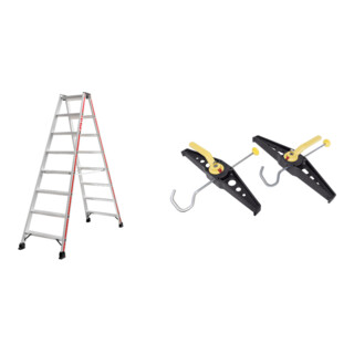 Set Hymer Stufenstehleiter beidseitig + Leiterhalterset für Dachträger