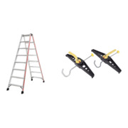 Set Hymer Stufenstehleiter beidseitig + Leiterhalterset für Dachträger