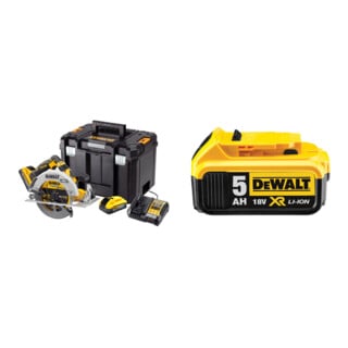 Set DeWalt Akku-Handkreissägen 18V/5Ah + Ersatz-Akku DCB184-XJ