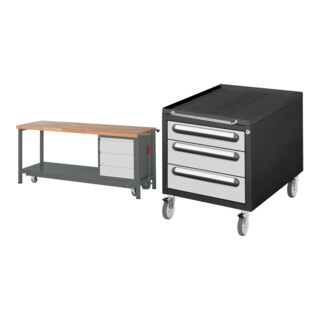 Set STIER Werkbank Premium mit abs. Fahrgestell und 3 Schubladen BxTxH...