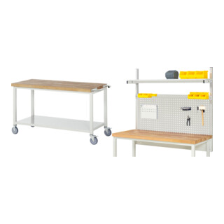 Set Rau Fahrbare Werkbank, BxTxH 1500x700x880 mm + System-Aufbau Komplettset 01