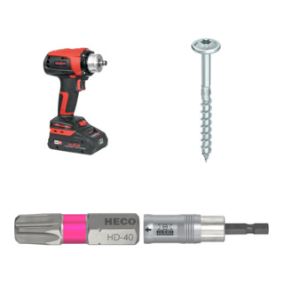 Set Mafell Akku-Bohrschrauber A 18 im T-MAX + Heco-TOPIX-plus 8,0 x 400 + Heco Bits, HECO-Drive, HD-40 + Heco-MagicFlip Magnetbithalter