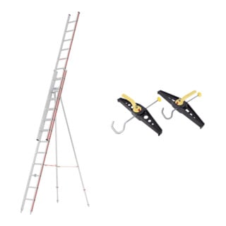 Set Hymer Obstbaumleiter zweiteilig, 2x12 Sprossen + Leiterhalterset für Dachträger