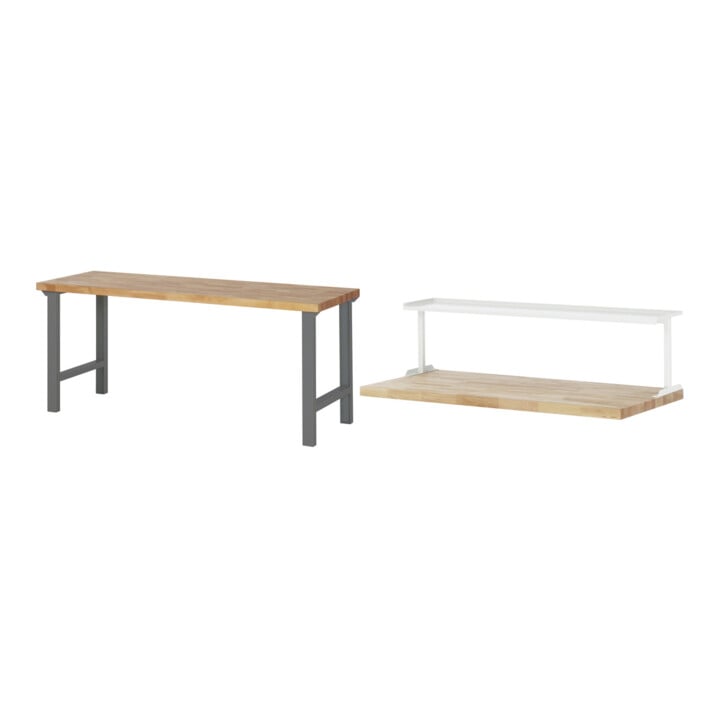 Set STIER Werktisch Premium BxTxH 2000x700x840 mm + Ablage zur Werkbankmontage BxTxH 2000x300x375mm