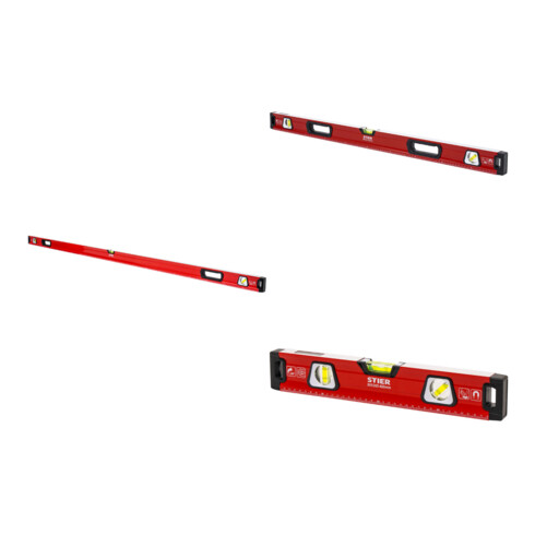 Set STIER Premium Wasserwaagen 400+1000+2000 mm mit Magnet+3 Libellen