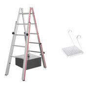 Set Hymer Treppenstehleiter, 2x5 Sprossen + Einhängetritt für Sprossenleitern