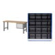 Set STIER Werkbank Premium mit 3 Schubladen BxTxH 2000x700x840mm + Rau GmbH Einteilungsset für Schubladen BxT 490x560 mm