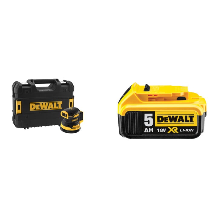 Set DeWalt Akku-Exzenterschleifer, 18 V (Basisversion) DCW210NT-XJ + Ersatz-Akku DCB184-XJ