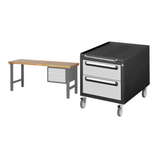 Set STIER Höhenverstellbare Werkbank Premium mit 3 Schubladen BxTxH...