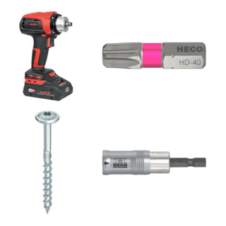 Set Mafell Akku-Bohrschrauber A 18 im T-MAX + Heco-TOPIX-plus 10,0 x 160 + Heco Bits, HECO-Drive, HD-40 + Heco-MagicFlip Magnetbithalter