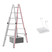 Set Hymer Treppenstehleiter, 2x6 Sprossen + Einhängetritt für Sprossenleitern