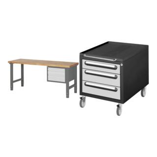 Set STIER Höhenverstellbare Werkbank Premium mit 3 Schubladen BxTxH...