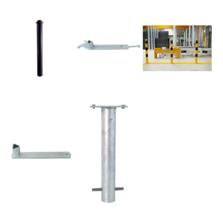Set Schake Stilpoller Typ 481FUHB, umlegbar + Dreikantverschluß, zum Einbetonieren, Ø 82mm + Halbkugel,