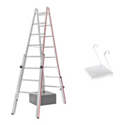 Set Hymer Treppenstehleiter, 2x8 Sprossen + Einhängetritt für Sprossenleitern