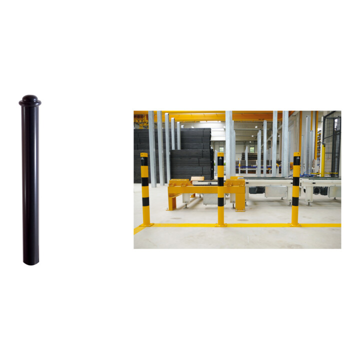 Set Schake Stilpoller Typ 482FB, herausnehmbar + Dreikantverschluß, Ø 82mm + Zierkopf inkl Ziernut, beschichtet