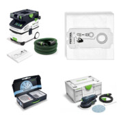 Set Festool Absaugmobil CTM MIDI I CLEANTEC + Exzenterschleifer ETS EC 150/5 EQ-Plus + Schleifscheibe Set Granat + SELFCLEAN Filtersack