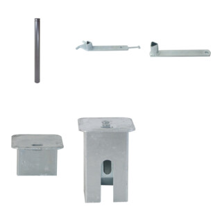Set Schake Stilpoller Typ 482FUHB, umlegbar + Dreikantverschluß, zum Einbetonieren, Ø 82mm + Zierkopf, beschichtet