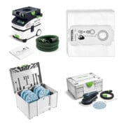 Set Festool Absaugmobil CTM MIDI I CLEANTEC + Exzenterschleifer ETS EC 150/5 EQ-Plus + Schleifmittel-Systainer Set Granat + SELFCLEAN Filtersack SC-FIS