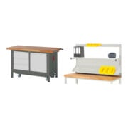 Set STIER Werkbank Premium mit abs. Fahrgestell, 3 Schubladen und 1 Flügeltür BxTxH 1500x700x880 mm + Werkbankaufbau BxH 1500x900mm