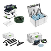 Set Festool Absaugmobil CTM MIDI I CLEANTEC + Exzenterschleifer ETS EC 150/5 EQ-Plus + Schleifmittel-Systainer Granat + Standard-Reinigungsset RS-ST D 27/36