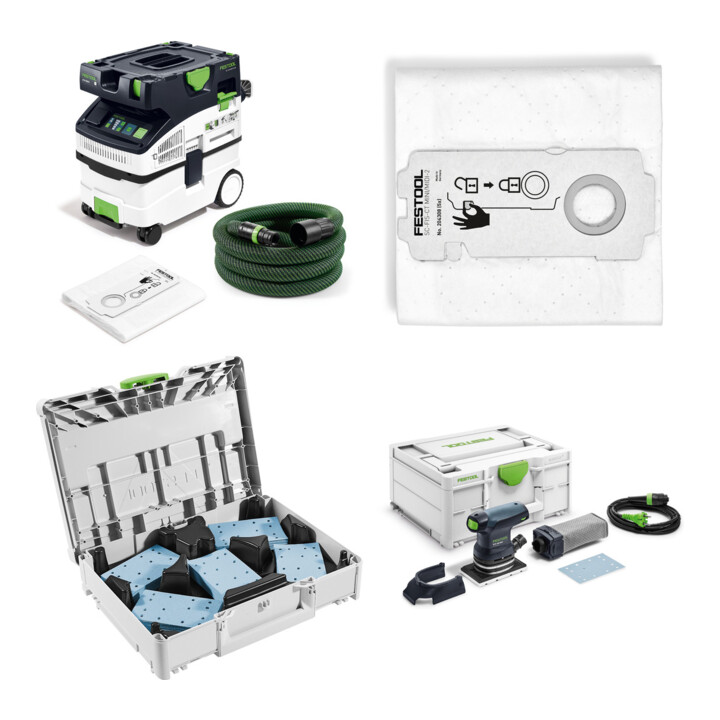 Set Festool Absaugmobil CTM MIDI I CLEANTEC + RUTSCHER RTS 400 REQ-Plus + Schleifmittel-Systainer & Filtersack