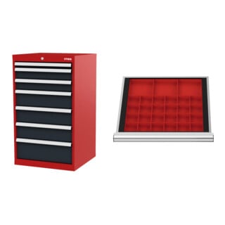 Set STIER Schubladenschrank mit 7 Schubladen BxTxH 600x575x1020 mm...