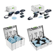 Set Festool Akku-Exzenterschleifer ETSC 2 150 4,0 I-Plus + Akku-Deltaschleifer DTSC 400 3,0 + Schleifmittel-SystainerD150 Granat + SYS-STF DELTA Set Granat