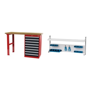 Set STIER Werkbank BxTxH 1500x600x1060 mm mit 1 Schrankgehäuse der Breite...