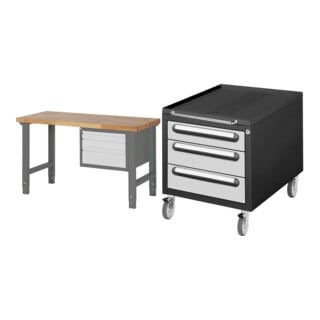 Set STIER Höhenverstellbare Werkbank Premium mit 3 Schubladen BxTxH...