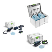 Set Festool Akku-Exzenterschleifer ETSC 2 150 4,0 + Exzenterschleifer ETS EC 150/5 + Schleifmittel-Systainer Granat