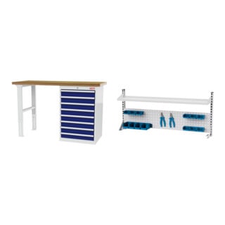 Set STIER Werkbank BxTxH 1500x600x1060 mm mit 1 Schrankgehäuse der Breite...