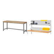 Set STIER Höhenverstellbare Werkbank Premium BxTxH 2000x700x840-1040mm + Werkbankaufbau BxH 2000x900mm