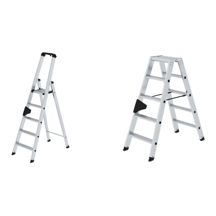 Set Günzburger Stufenstehleiter 1x5 Stufen Alu.+ Stufenstehleiter 2x5 Stufen Alu
