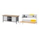 STIER Höhenverstellbare Werkbank Premium mit 2 Schubladen und 2 Flügeltüren BxTxH 2000x700x840-1040mm + STIER Werkbankaufbau BxH 2000x900mm-1