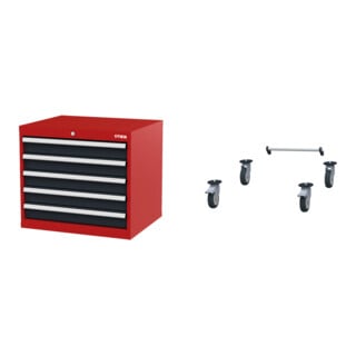 Set STIER Schubladenschrank mit 5 Schubladen BxTxH 700x575x620 mm...