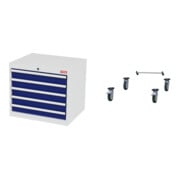 Set STIER Schubladenschrank mit 5 Schubladen BxTxH 700x575x620 mm...