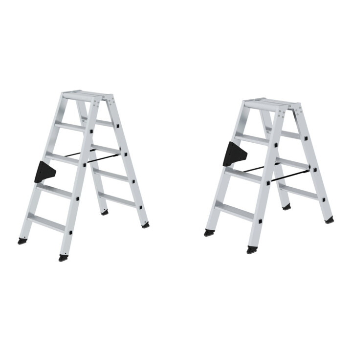 Set Günzburger 2x5 Stufen Alu + Stufenstehleiter 2x4 Stufen Alu
