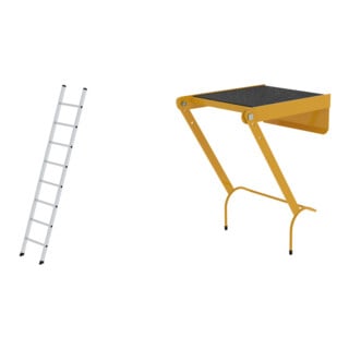 Set Günzburger Anlegeleiter 8 Sprossen Alu.Leiterlänge 2490mm + Einhängepodest
