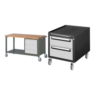 Set STIER Fahrbare Werkbank Premium mit 3 Schubladen BxTxH 1500x700x880 mm +...