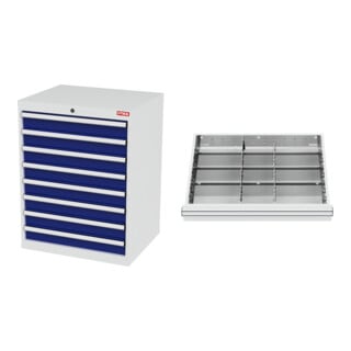 Set STIER Schubladenschrank mit 8 Schubladen BxTxH 700x575x920 mm...