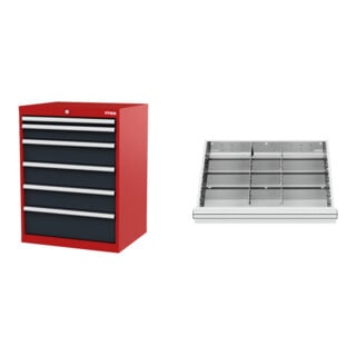 Set STIER Schubladenschrank mit 6 Schubladen BxTxH 700x575x920 mm...