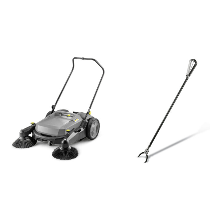Set Kärcher: Kehrmaschine KM 70/20 C 2SB + Grobschmutzzange für Außenreinigung